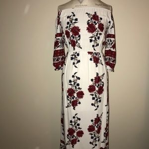 RED AND WHITE FLORAL DRESS (FROM BOUTIQUE)